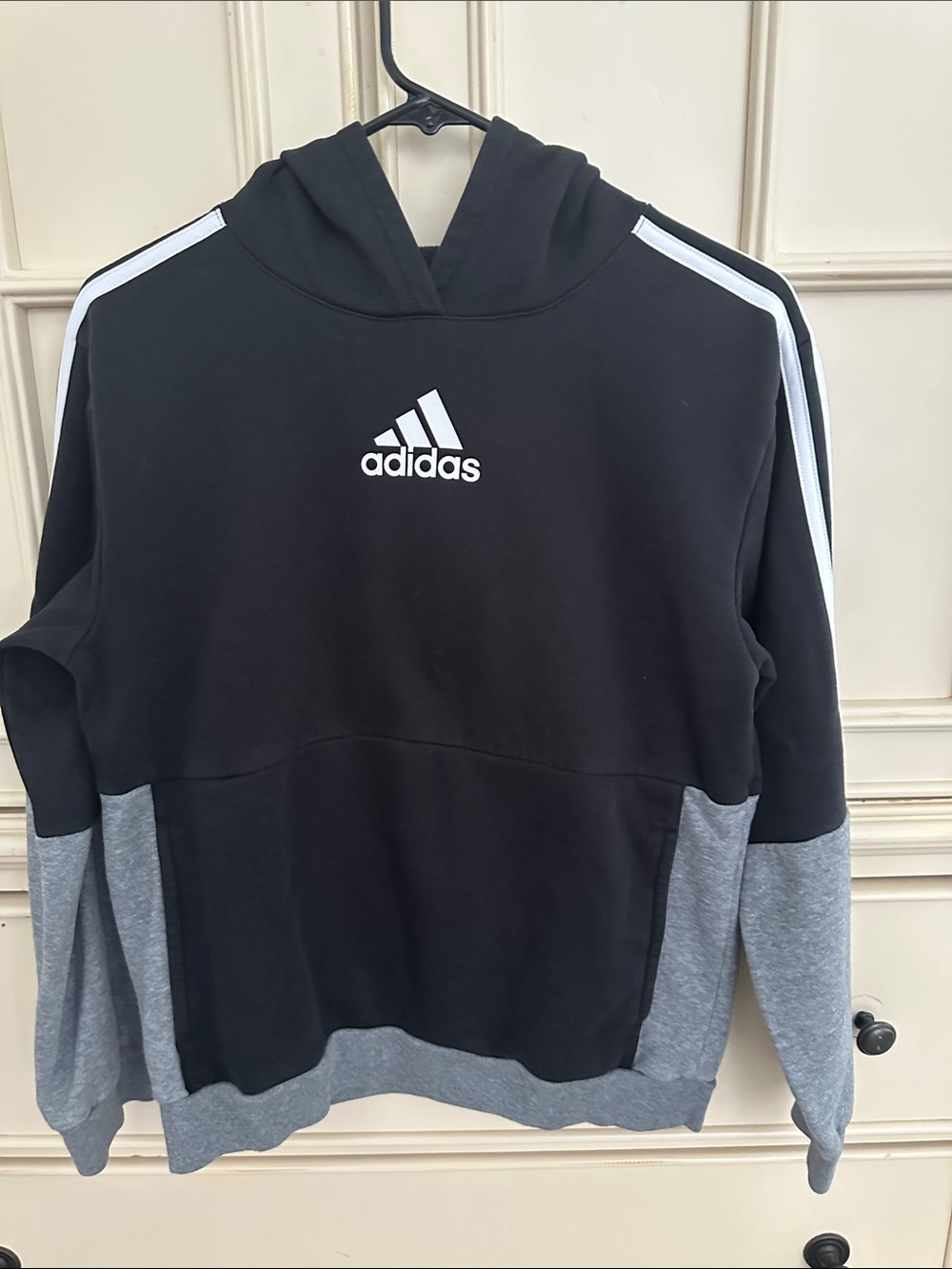 adidas Youth Black & Gray Crewneck Hoodie Sweatshirt